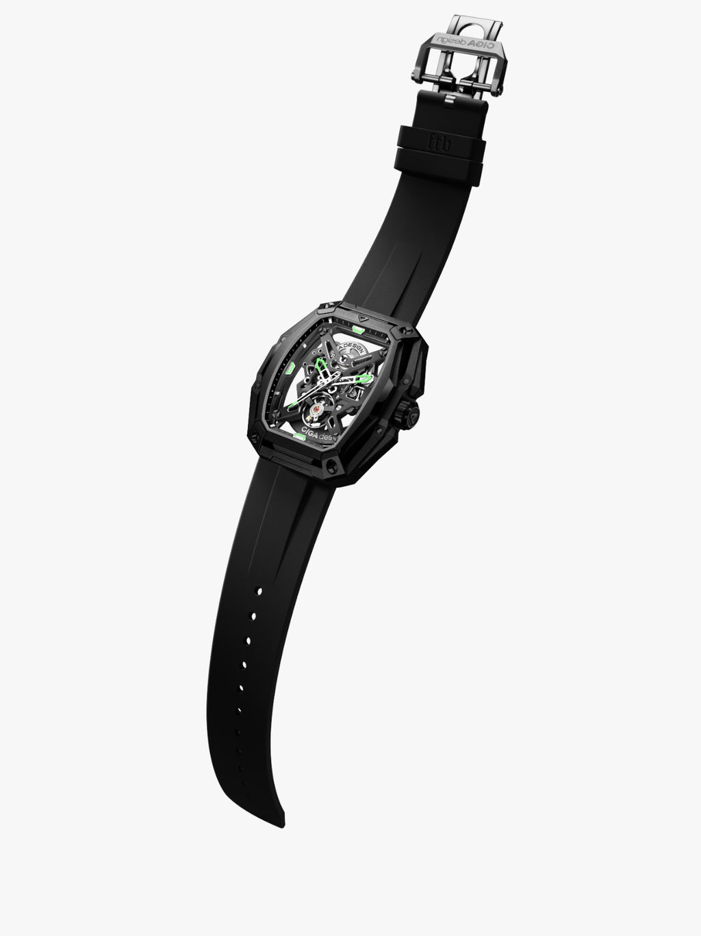 Hunter Tourbillon on black silicone strap