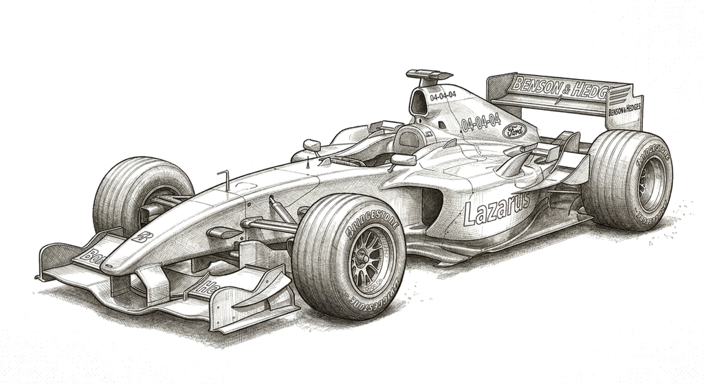 Jordan EJ14 illustration, print signed by Andy Stevenson
